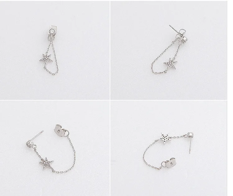 Серебряные серьги гвоздики из стерлингового серебра S925 пробы модные хрустальные