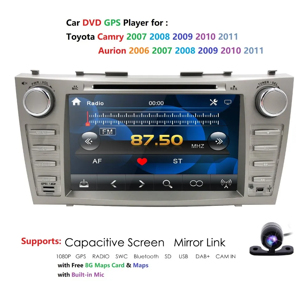 Аудио Авторадио 2 Дин DVD gps мультимедийный плеер для Toyota Camry 2007 2008 2009 2011 2010 Aurion 2006