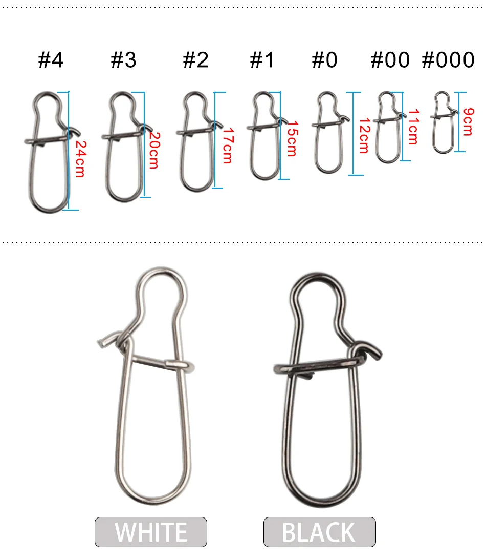 DAGEZI, 100 шт./лот, нержавеющая сталь, поворотные, с защелкой, штырь, Вертлюг, безопасная защелка, твердые кольца, Черный рыболовный разъем