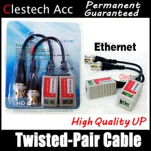 1pcs/lot Passive twisted-pair transmitter 300 meters anti-interference video transmitter monitoring video BNC cable connector water resistant utp twisted pair video balun transceivers w extension cable black pair
