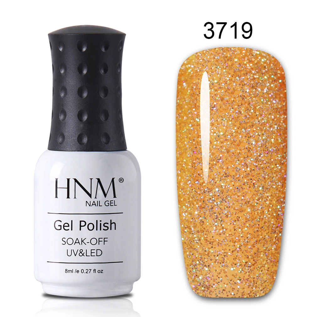 HNM, 8 мл, блестящий неоновый блеск, Платиновый УФ-гель для ногтей, блестящий светодиодный лак для ногтей, стойкий лак, лак для маникюра, базовый цвет - Цвет: 3719