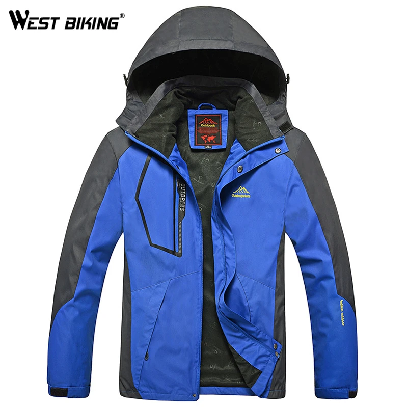 WEST BIKING Men Winter Waterproof Windproof Hooded Jacket Outdoor Sport
