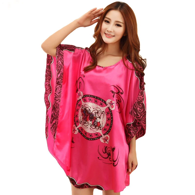 nightgowns sleepshirts dress plus size sleepwear faux silk big size bat nightgowns sleepshirts dress plus size sleepwear faux silk big size bat