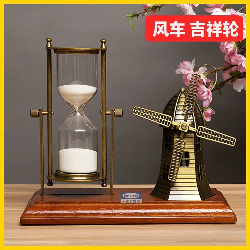 HQ DC01 Luxury Metal Swivel 30 Minutes Sand Timer Sand Glass Clock Hourglass Home Office Decorate Cinnabar Ornaments Tableware