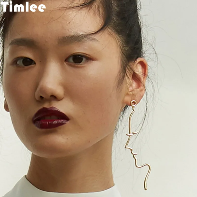 Timlee E193 New Personality Exaggeration Face Earring Alloy Long Drop Earrings,Fashion Accessories wholesale