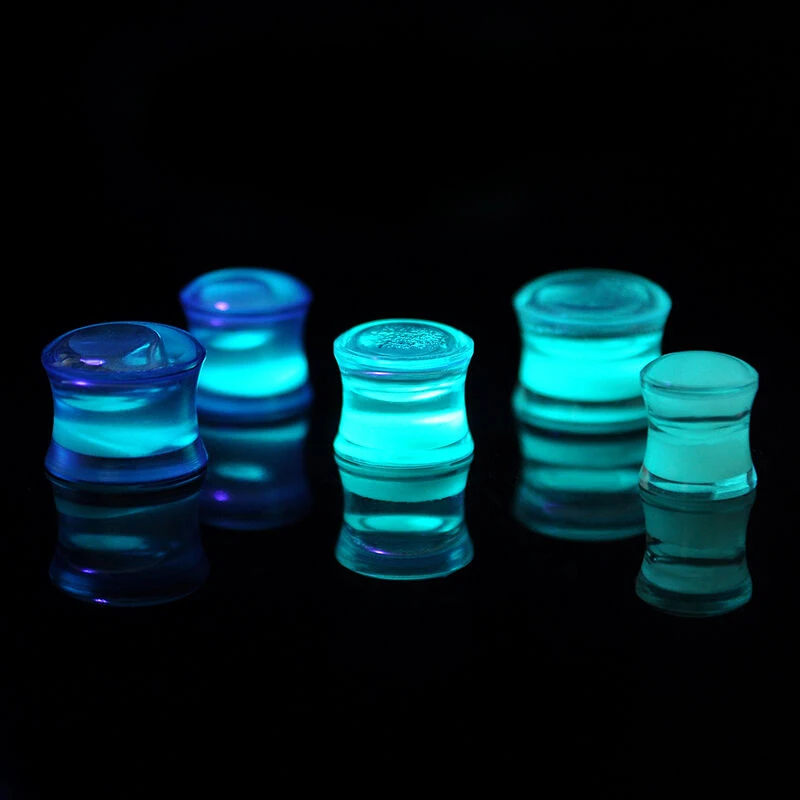 Vintage Ear Expander Shellhard Clear Acrylic Glow in the Dark Liquid Flesh Tunnel Ear Plug Stretcher Piercing Body Jewelry