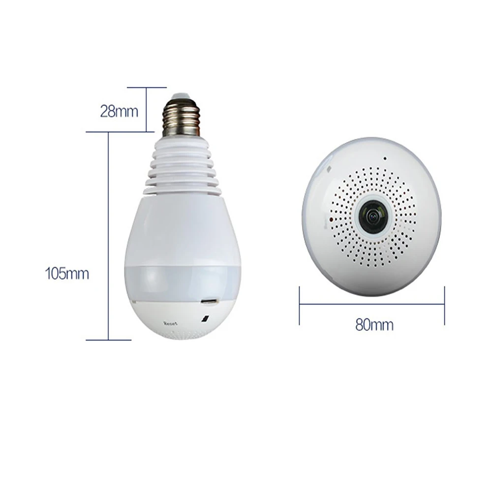 Wi Fi 960P 1080P Беспроводная IP камера с лампочкой рыбий глаз для умного дома CCTV 3D VR МП
