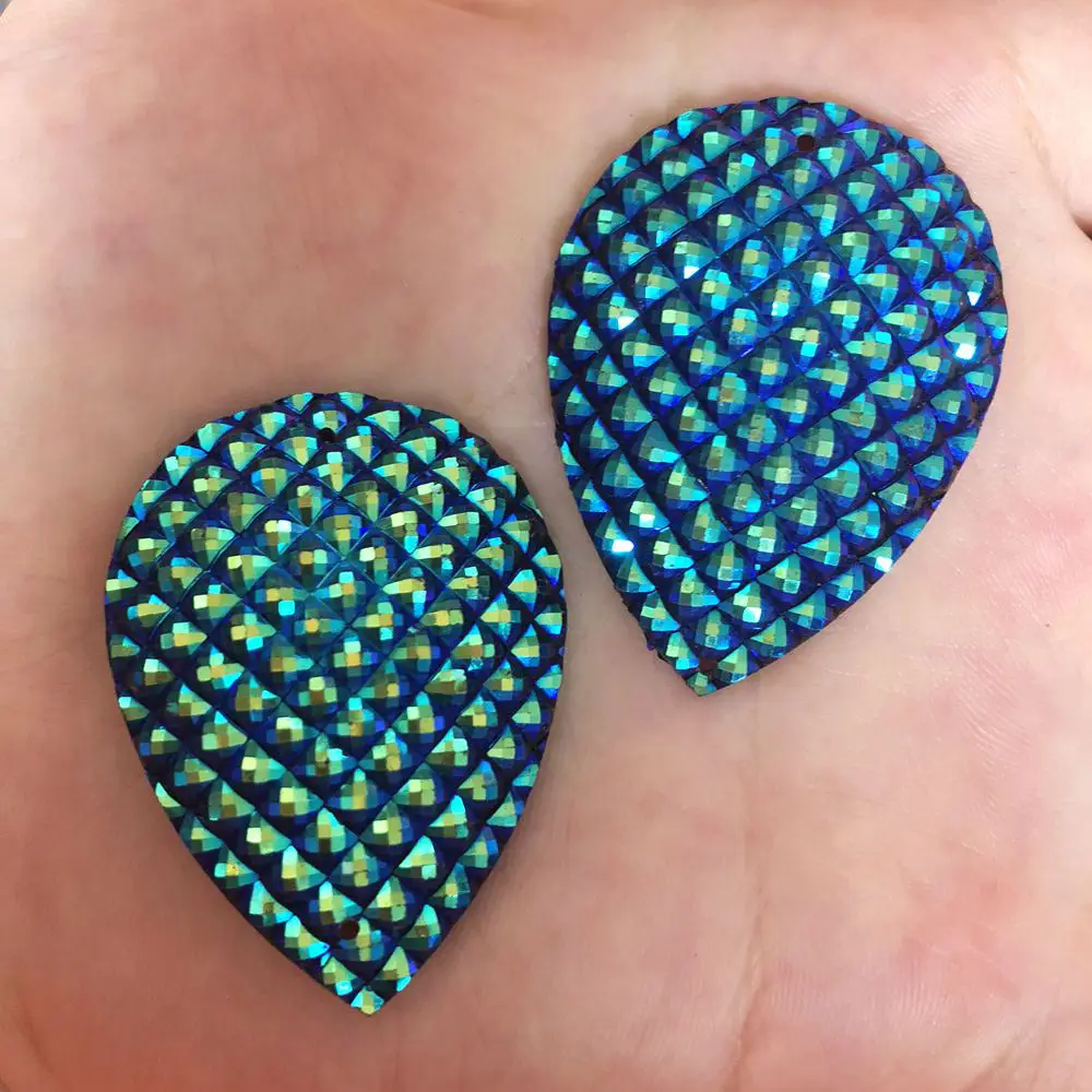 

Hot DIY 4pcs 30mm*40mm AB Drop Resin Flatback Rhinestone Wedding Buttons Crafts R692