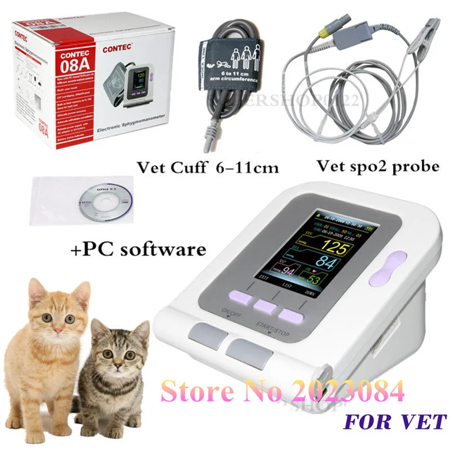 CE& FDA цифровой ветеринарный ЖК-монитор артериального давления VET NIBP+ зонд SPO2 животного