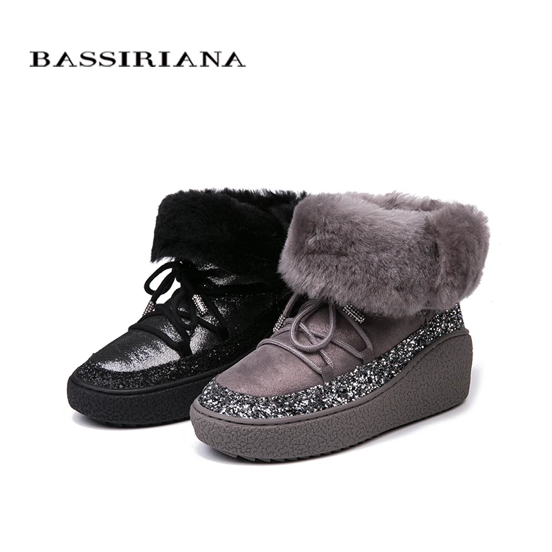 BASSIRIANA/зима Ботинки женские дубленки snowboots черный серый 35 40 Бесплатная