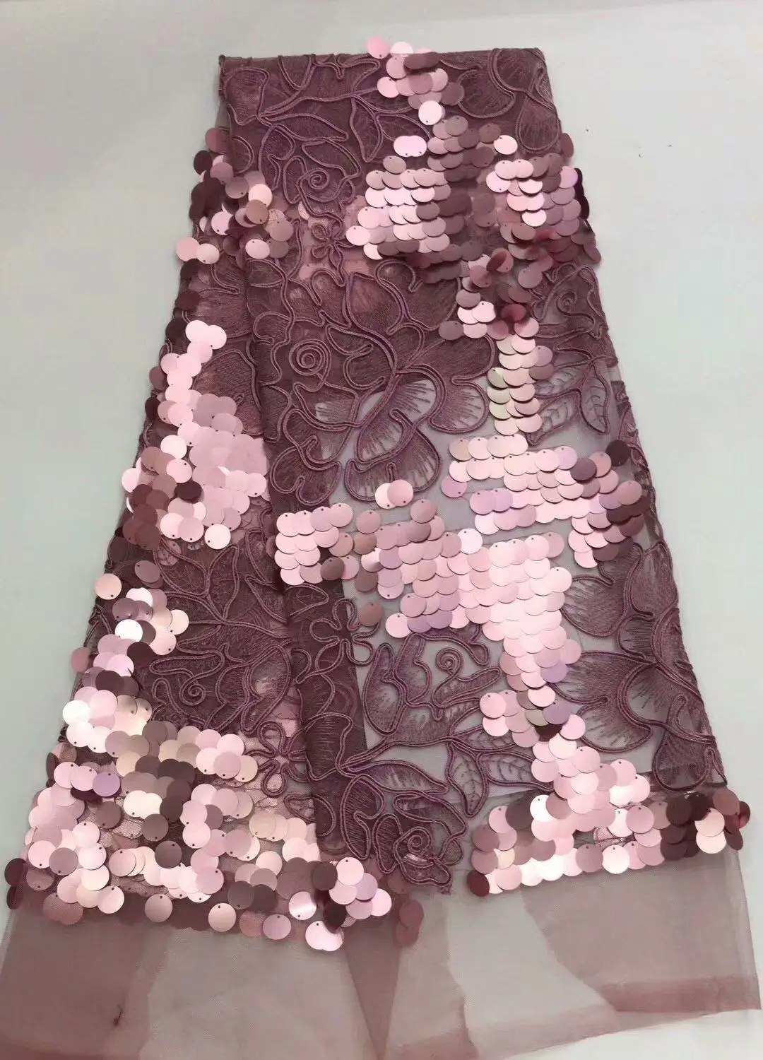 

2019 French sequin mesh lace new 3D color sequin fabric 5 yards high quality African chiffon heavy high-end sequin lace fabric
