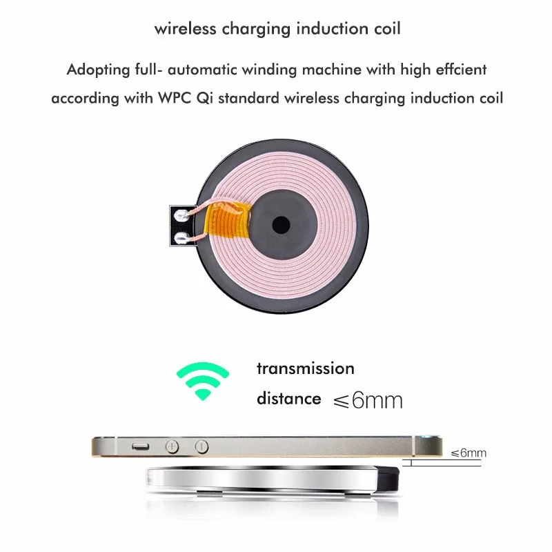 Qi Wireless Charger Pad with USB Charging Cable with Receiver Pad Coil for apple iPhone 6 6S 6plus 5 5S 5C (07)