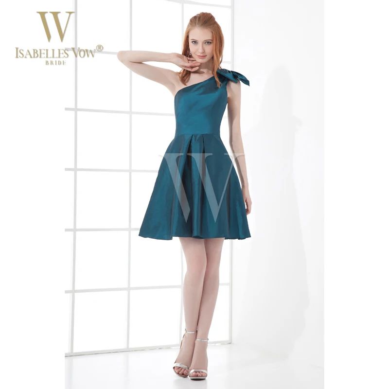 Sexy Lady Cocktail Dress Teal Short Mini Taffeta One Shoulder