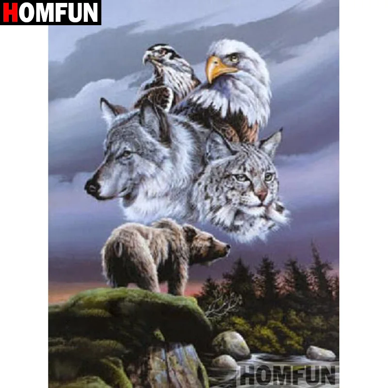 

HOMFUN Full Square/Round Drill 5D DIY Diamond Painting "Animal landscape" Embroidery Cross Stitch 3D Home Decor Gift A13144