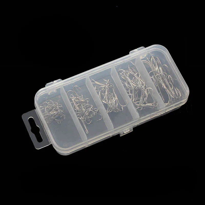 

50pcs/box various size high carbon steel three anchor hook triple hooks box combo set fishing tackle