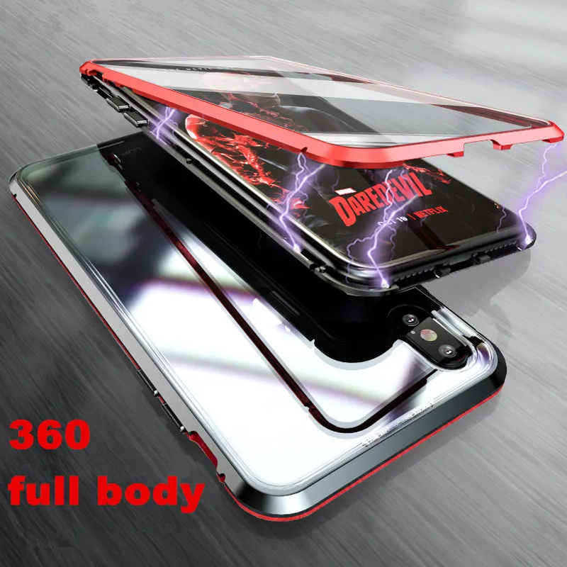 Magnetic Adorption Metal Bumper For iPhone XS Max XR 7 8 plus Cover 360 Full Body Protect Case Apple X coque |