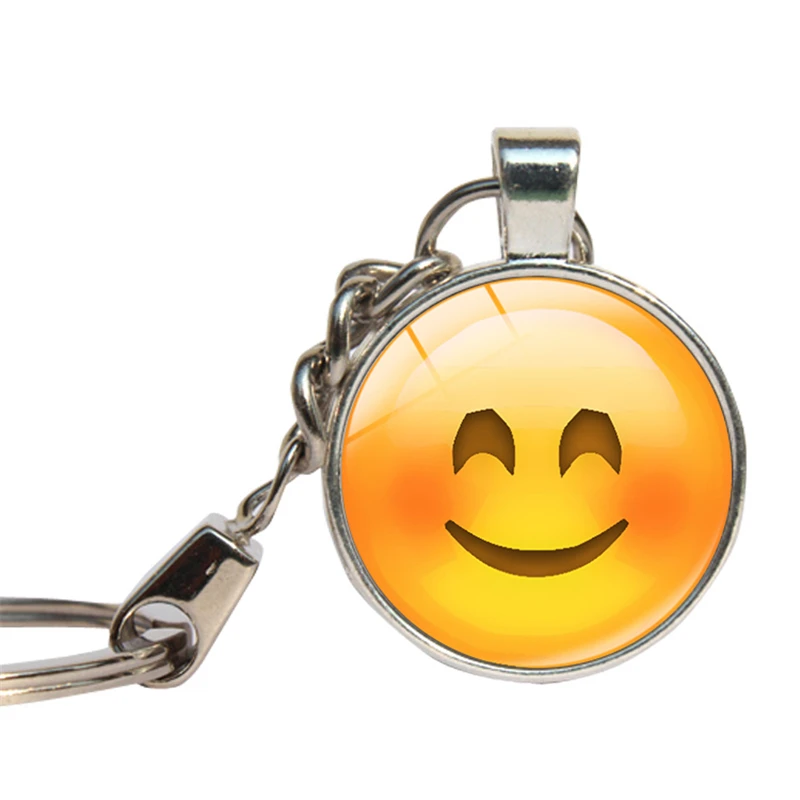 

Emoji Emoticon Keychain Glass Cabochon Pendant Jewelry Key Chains For Women Glass Dome Key Ring Handmade Jewelry Key Holder
