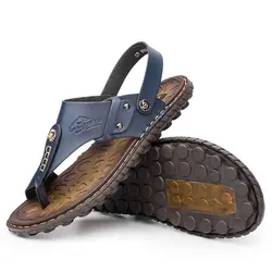 2018 г. летние мужские сандалии кожа Для мужчин тапочки моды швейная износостойкая мужская пляжная обувь Sandalias Hombre