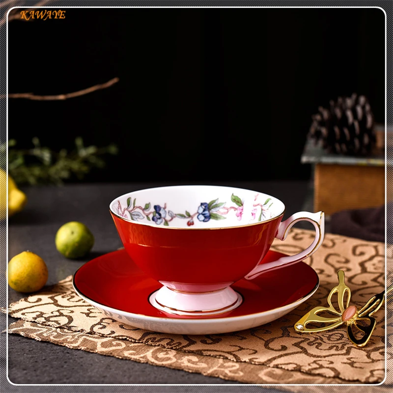 1 комплект творческий элегантный костяного фарфора Кофе Чай чашка и блюдце день Чай Кофе чашка личность керамики молока чашку 5ZDZ462