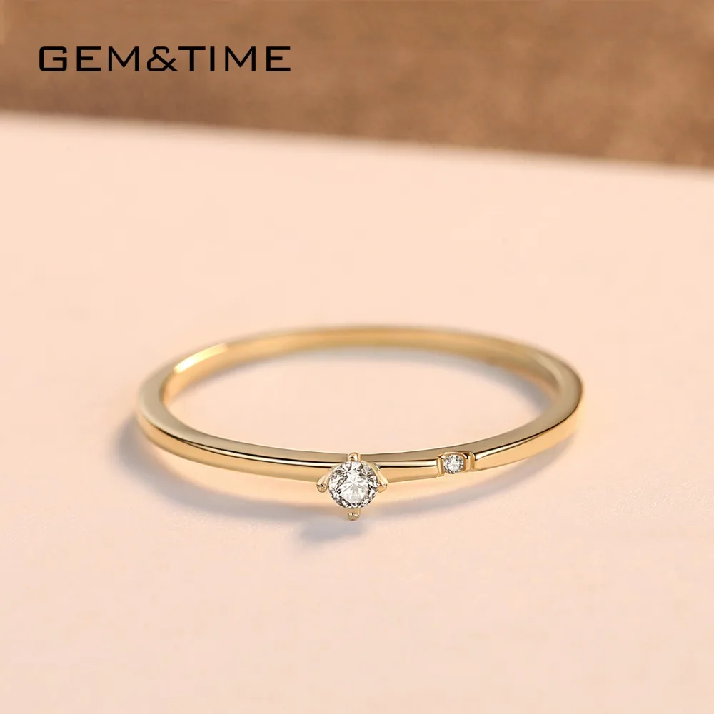 Gem& Time корейские кольца с голубым сапфиром из золота 14 к для женщин топаз тонкое ювелирное изделие для помолвки из желтого золота AU585 R14007