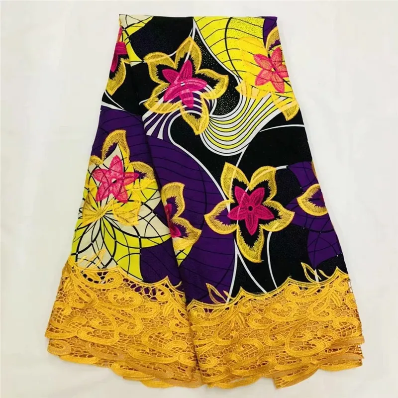 

2019 Hollandai' wax with stones embroidery lace trim high quality african guipure lace fabric for wedding XM060209