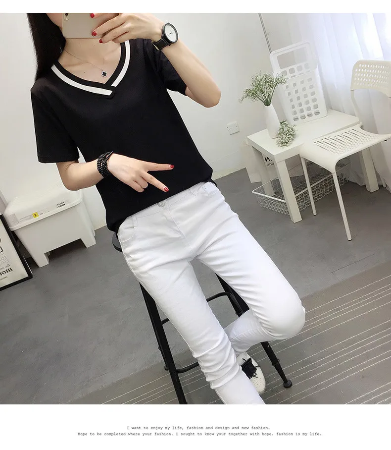 4XL 5XL размера плюс, Корейская женская одежда, модная футболка большого размера, Женская Повседневная футболка с v-образным вырезом и коротким рукавом, женская футболка
