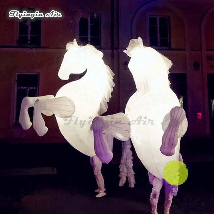 Носимых освещения надувная лошадь костюм 3 м высота прогулки взорвать реквизит для парада шоу