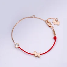 La MaxZa, 925 пробы, серебряный, модный, красная веревка, собака, кристалл, ювелирное изделие, очаровательный браслет, Красная Нить, линия, браслеты для женщин, золото
