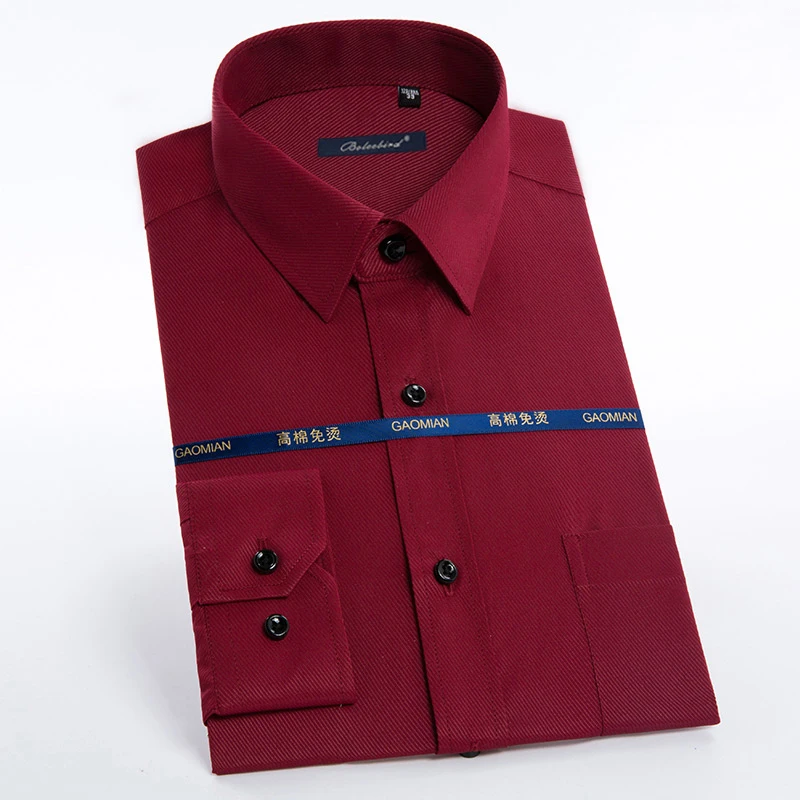 Buy Men's Slim fit Solid Twill Basic Dress Shirt with Left Chest Pocket Premium