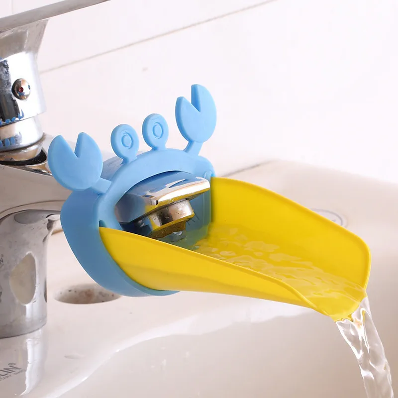 

KECTTIO Durable Plastic Faucet Extender Washing Hands Bathroom Sink Lovely Crab Shape Water Faucet Tap Extender Storage Shelves