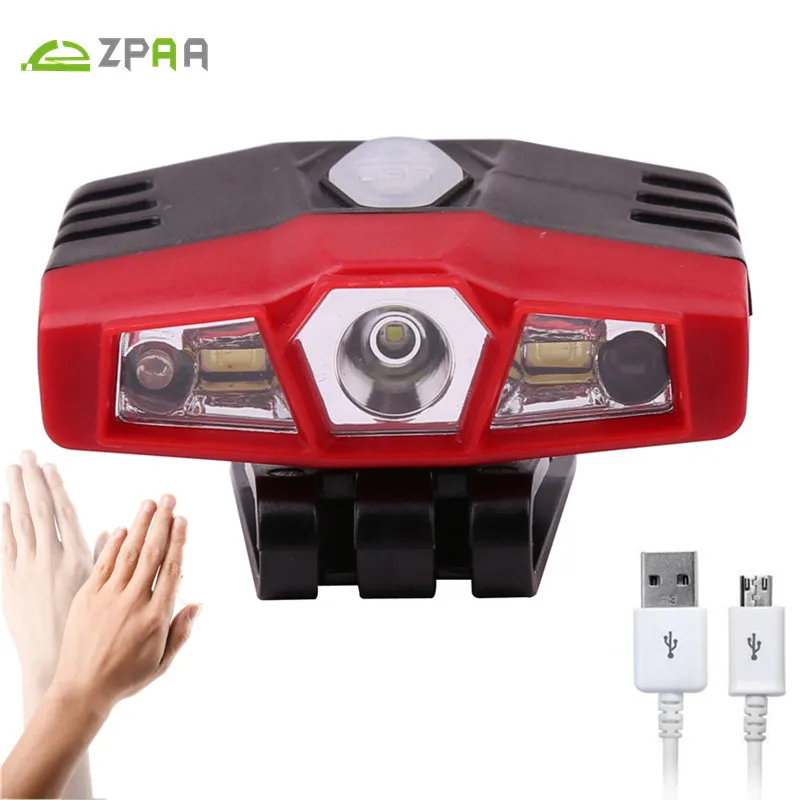 

ZPAA Waterproof Outdoor Cap Lamp Built-in Battery USB Charge LED COB Sensor Convenient Headlamp Clip-On Head Lights Hand-free