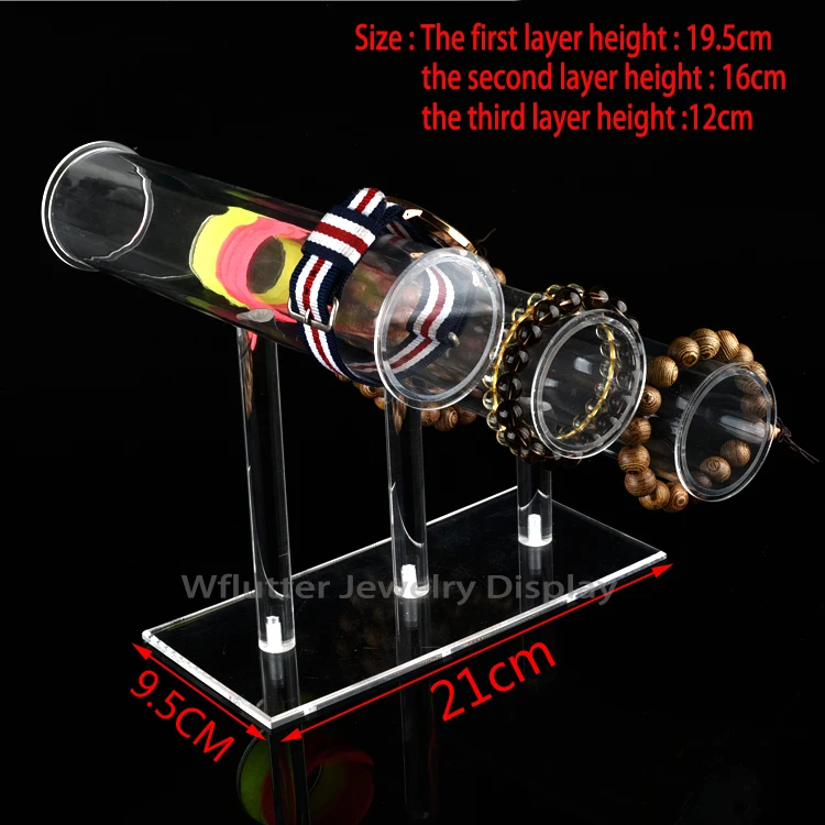 Прозрачный акриловый 3-Слои Ближний-дальний подставка для демонстрации браслетов анклет(браслет на ногу витринный стеллаж часы держатель Полка для украшений Витрина Организатор
