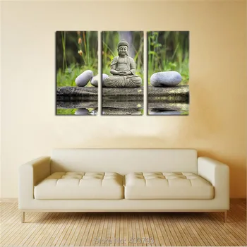 

Barocco Peaceful Buddhas Canvas Wall Art,Zen Stone HD Print Room Wall Buddha Home Decoration Unframed