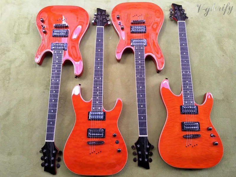 

neck through 6 string electric guitar with solid wood maple top good quality guitarra eléctrica