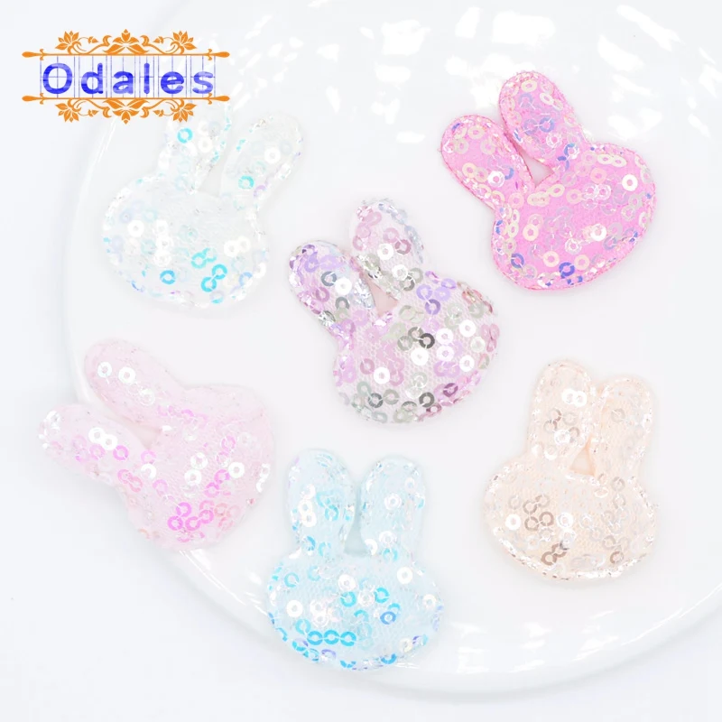 

24Pcs Mixed Appliques Rabbit Single Side Glitter Patches DIY Headware Accessories Patches Felt Padded Scrapbooking Sticker