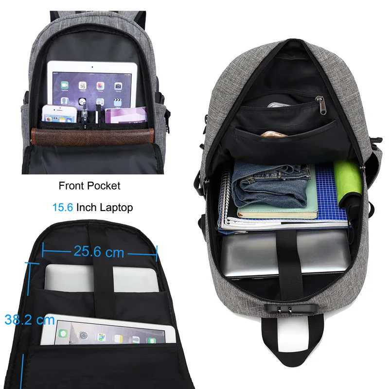 Computer Laptop Bag USB Charging Backpack School Bag Pack Waterproof Durable Oxford Tablet Bag for phone computer Accessories