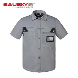 Bauskydd Мужская Рабочая Футболка Рубашка с короткими рукавами Мульти Карманы очень большой Размеры вышивка логотипа компании