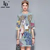 LD LINDA DELLA 2022 New Fashion Runway Summer Dress Women's Retro Half Sleeve Gorgeous Diamonds Letter Printed Vintage Dress ► Photo 1/6