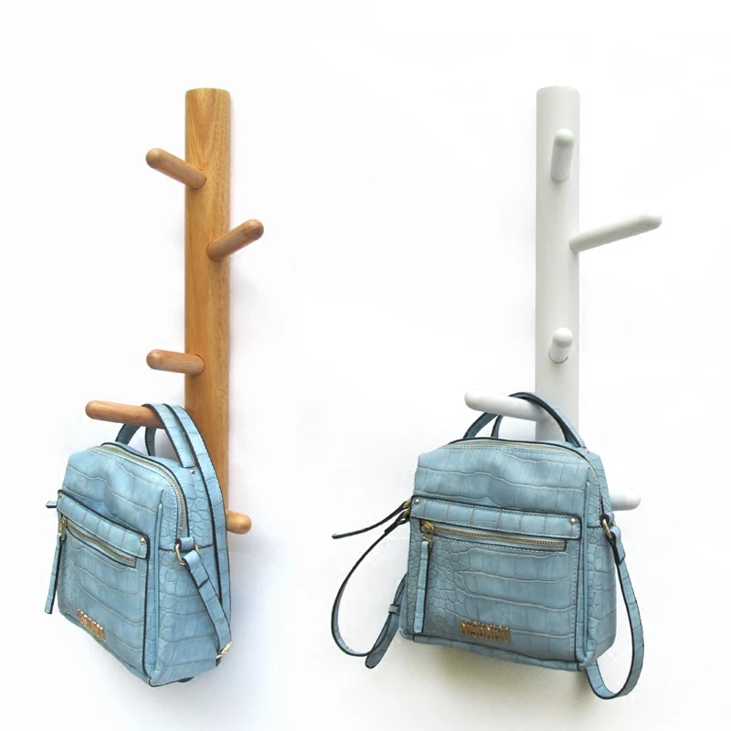 Simple Clothes Hat Hanger Creative Vertical Solid Wood Hanger Oak Wall Clothes  Wall  Clothes Hanger
