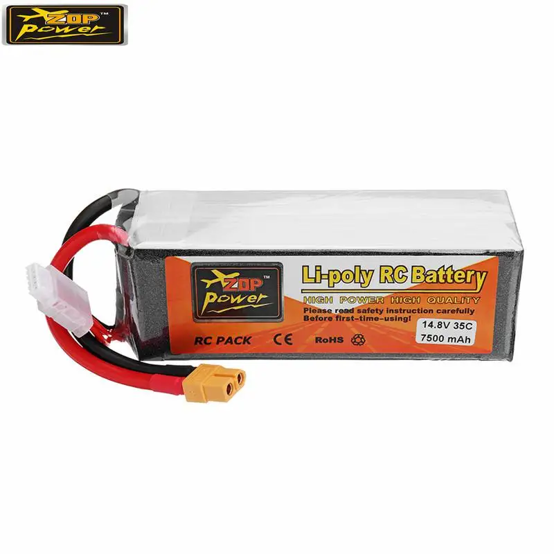 

ZOP Power 14.8V 7500mah 35C 4S Rechargeable Lipo Battery XT60 Plug for RC Quadcopter Car