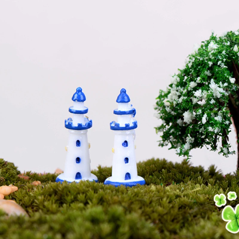 

ZOCDOU 4 Pieces Lighthouse Beacon Ship Sea Pharos Model Statue Figurine Crafts Figure Ornament Miniatures DIY Home Decor Toys