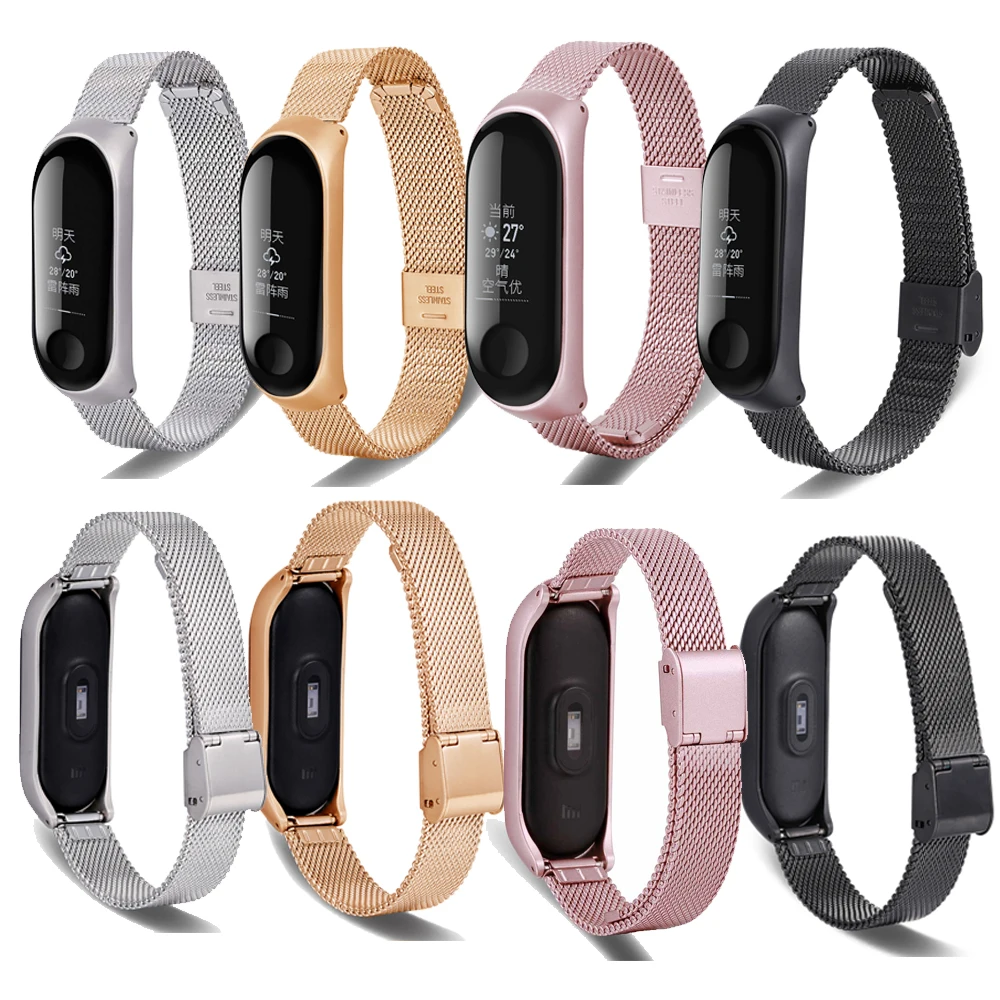 Для Xiaomi Mi band 4 3 металлический ремешок xiaomi band4 браслет из нержавеющей стали