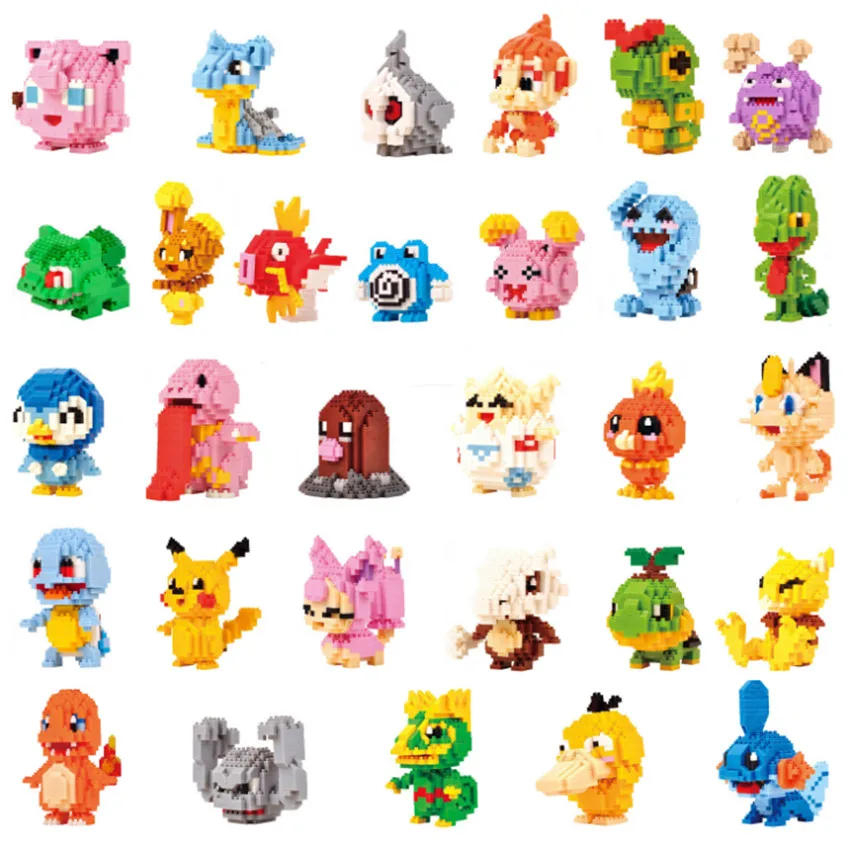30 моделей LNO Diamond Pikachu Mudkip monster animals Детский образовательный строительный блок Torchic