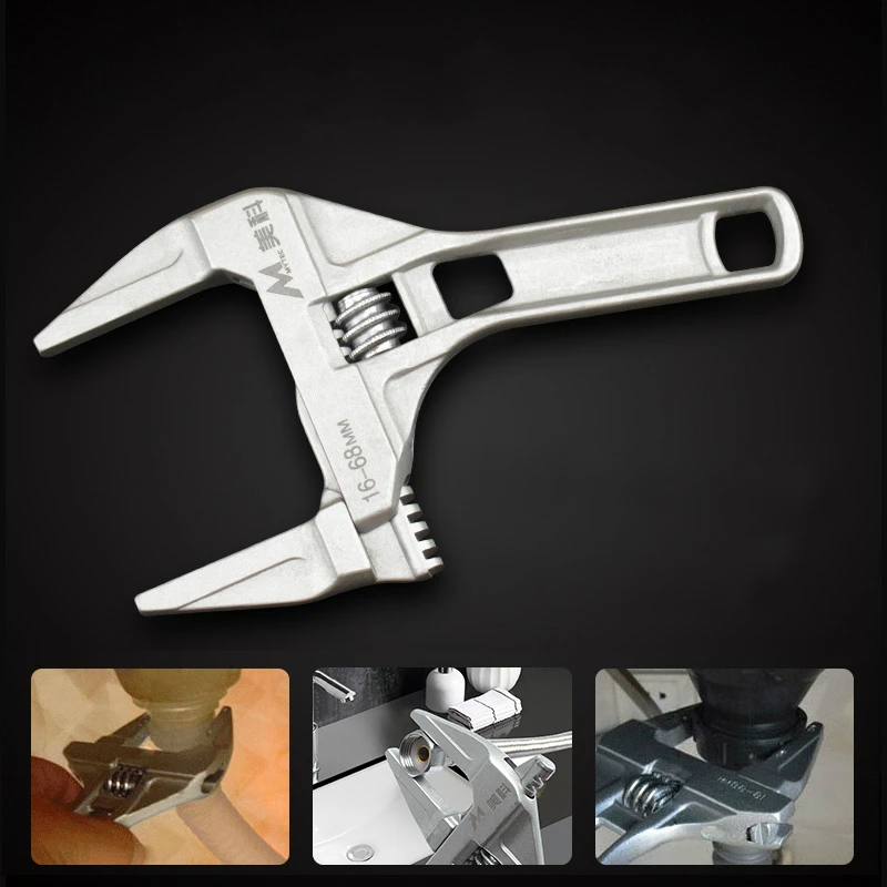 

Bathroom wrench short handle large opening with multifunctional maintenance tools for sewer pipe air conditioning adjustable