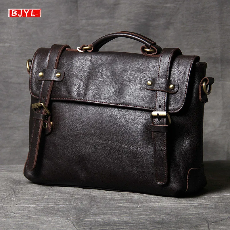 

Simple retro suede leather Men's briefcase male first layer leather handbags shoulder Messenger bag original crossbody bags