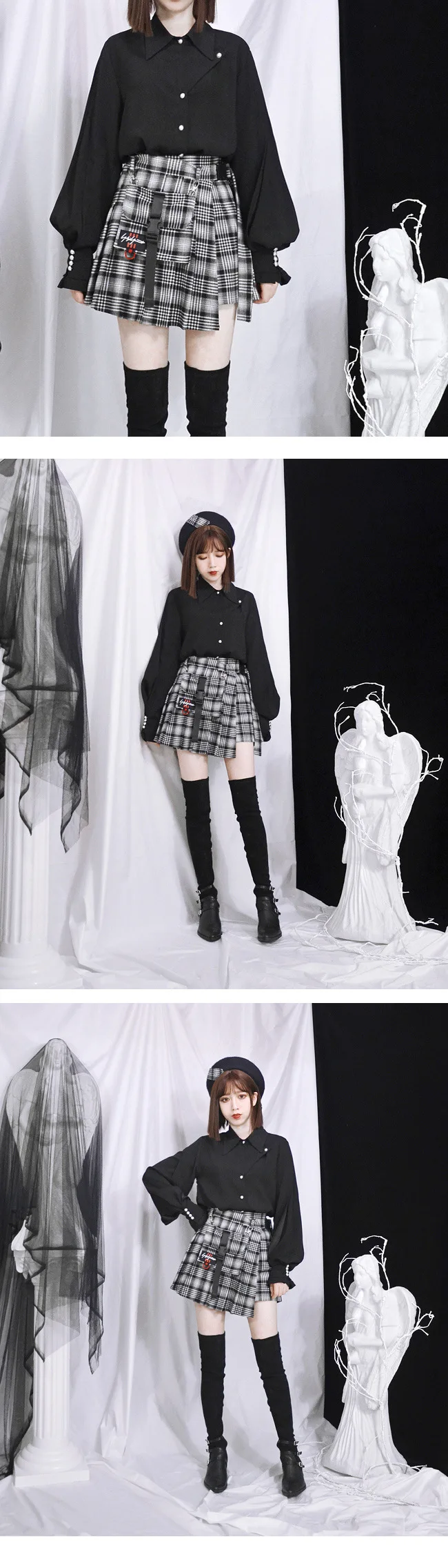 Готические панк женские шорты с высокой талией юбки с карманом Harajuku крутые винтажные клетчатые нестандартные плиссированные модные мини юбки