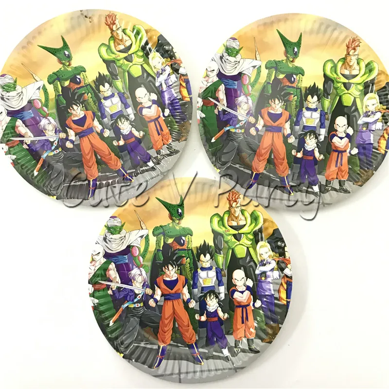 

30pcs/lot Dragon Ball Theme Disposable 7inch Round Plate Set Paper Plate Birthday Baby Shower Plate Tableware Supplies