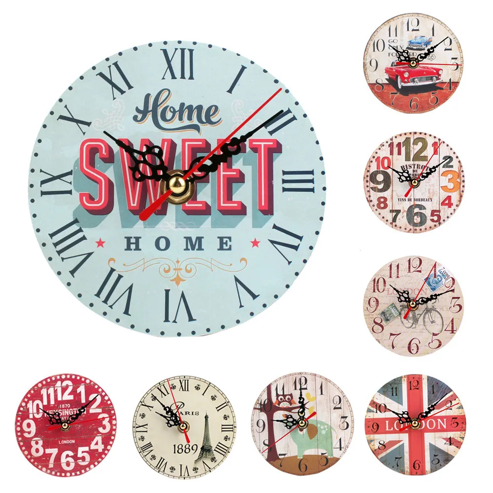 

2019 Hot Sale High Quality Vintage Style Silent Antique Wood Wall Clock reloj de pared wall clock Decoracion Hogar