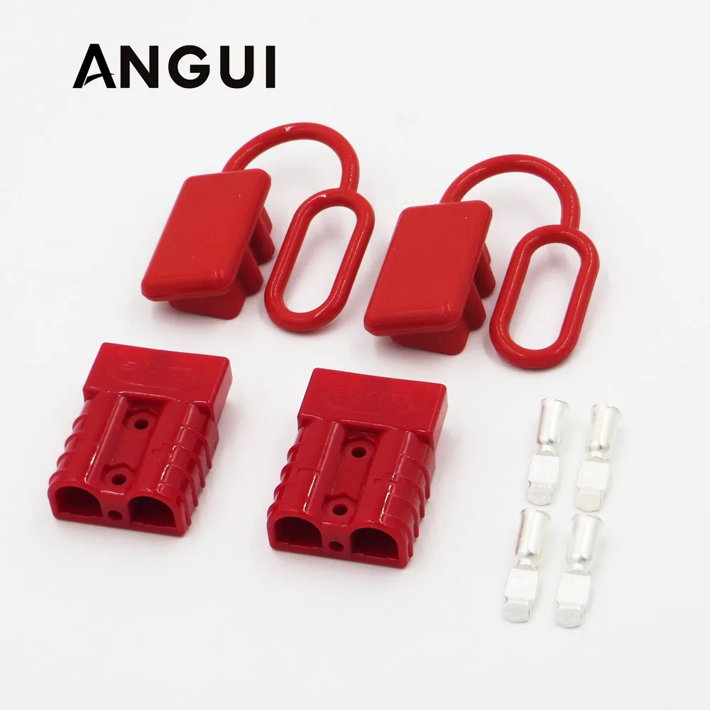 

2set SH50 plug connector 50 amp dual pole battery with 2pcs soft Dust Cap Cover end Battery Quick Connect Disconnect Wire