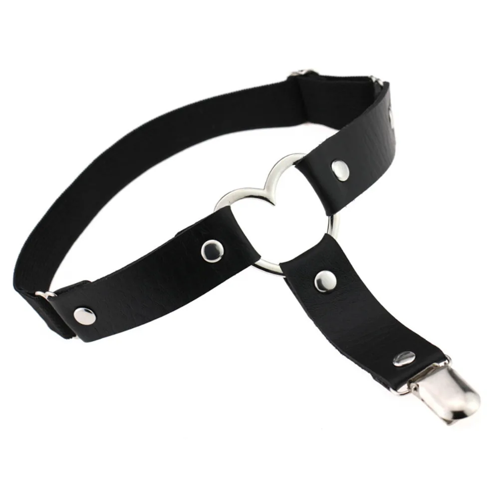 Heart Rivet Adjustable Garter Belt Women Pu Leather Garters Thigh